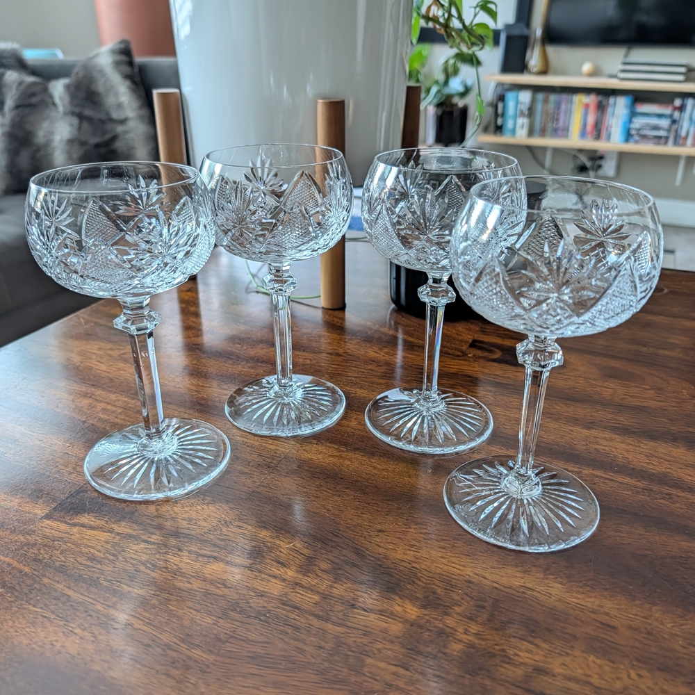 Four Wine/Water Exquisite Cut Glass Set Van St Lambert